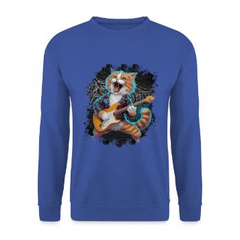 Rock and Roll Cat Guitarist for men-women & kids - Unisex Pullover - Royalblau - Vorne - Alina (178cm) & Michal (187cm)