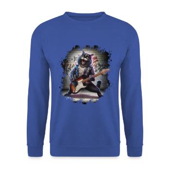 Rock and Roll Cat Guitarist for men-women & kids - Unisex Pullover - Royalblau - Vorne - Alina (178cm) & Michal (187cm)