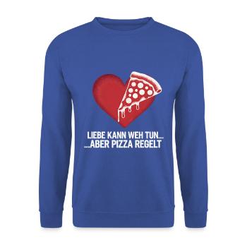 Love Hurts Breakup Valentine's Day Pizza Regulates - Unisex Sweatshirt - royal blue - Front - Alina (178cm) & Michal (187cm)