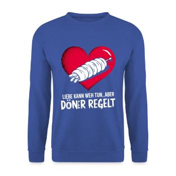 L’amour blesse la séparation Le kebab de la Saint-Valentin régule - Sweat-shirt Unisexe - bleu royal - Devant - Alina (178cm) & Michal (187cm)