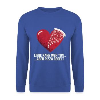 Love Hurts Breakup Valentine's Day Pizza Regulates - Unisex Sweatshirt - royal blue - Front - Alina (178cm) & Michal (187cm)