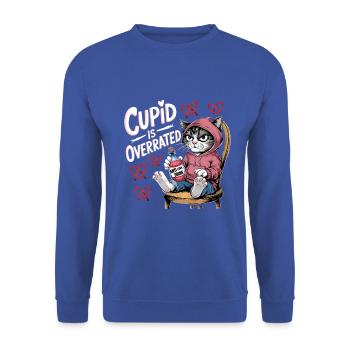 Single Valentinstag Liebe Amor lustiges Spruch - Unisex Pullover - Royalblau - Vorne - Alina (178cm) & Michal (187cm)