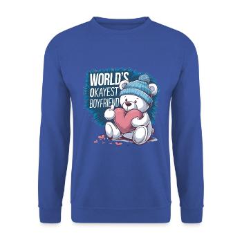 Partner Schatz Valentinstag Liebe lustiger Spruch - Unisex Pullover - Royalblau - Vorne - Alina (178cm) & Michal (187cm)