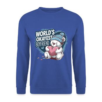 Partner Schatz Valentinstag Liebe lustiger Spruch - Unisex Pullover - Royalblau - Vorne - Alina (178cm) & Michal (187cm)
