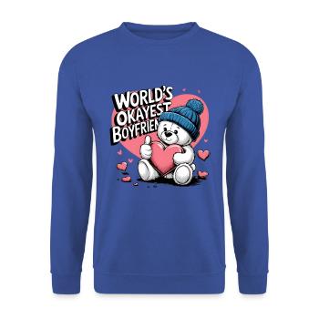 Partner Schatz Valentinstag Liebe lustiger Spruch - Unisex Pullover - Royalblau - Vorne - Alina (178cm) & Michal (187cm)