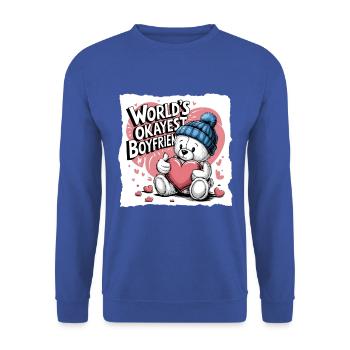 Partner Schatz Valentinstag Liebe lustiger Spruch - Unisex Pullover - Royalblau - Vorne - Alina (178cm) & Michal (187cm)