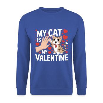 Célibataire & Chat Saint-Valentin Mon chat est mon valentin - Sweat-shirt Unisexe - bleu royal - Devant - Alina (178cm) & Michal (187cm)