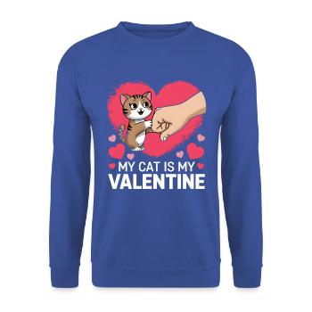 Célibataire & Chat Saint-Valentin Mon chat est mon valentin - Sweat-shirt Unisexe - bleu royal - Devant - Alina (178cm) & Michal (187cm)