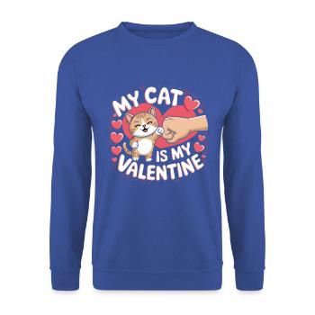 Célibataire & Chat Saint-Valentin Mon chat est mon valentin - Sweat-shirt Unisexe - bleu royal - Devant - Alina (178cm) & Michal (187cm)