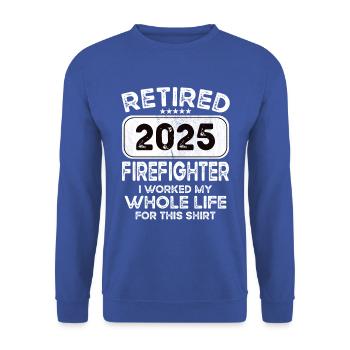 Retired Firefighter 2025 - Unisex Sweatshirt - royal blue - Front - Alina (178cm) & Michal (187cm)