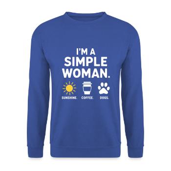 I`m a simple woman like sunshine dogs & coffee - Unisex Pullover - Royalblau - Vorne - Alina (178cm) & Michal (187cm)