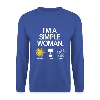 I'm a simple woman like sunshine dogs & coffee - Unisex Sweatshirt - royal blue - Front - Alina (178cm) & Michal (187cm)