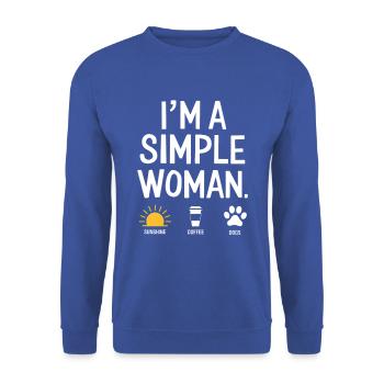 I'm a simple woman like sunshine dogs & coffee - Unisex Sweatshirt - royal blue - Front - Alina (178cm) & Michal (187cm)
