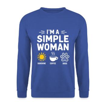 I'm a simple woman like sunshine dogs & coffee - Unisex Sweatshirt - royal blue - Front - Alina (178cm) & Michal (187cm)