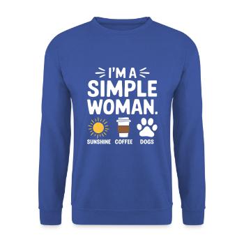 I'm a simple woman like sunshine dogs & coffee - Unisex Sweatshirt - royal blue - Front - Alina (178cm) & Michal (187cm)