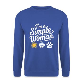 I`m a simple woman like sunshine dogs & coffee - Unisex Pullover - Royalblau - Vorne - Alina (178cm) & Michal (187cm)