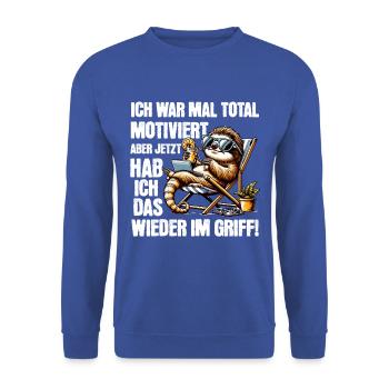 Sloth stays lazy I used to be totally motivated - Unisex Sweatshirt - royal blue - Front - Alina (178cm) & Michal (187cm)