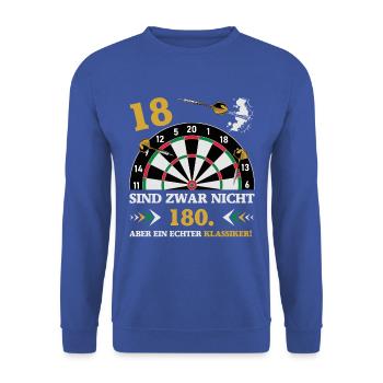 Les fléchettes 18 ne sont pas des fléchettes d’anniversaire de 180 - Sweat-shirt Unisexe - bleu royal - Devant - Alina (178cm) & Michal (187cm)
