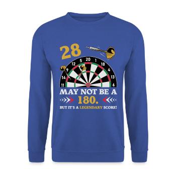 Pas 180 mais un classique : les fléchettes du 28e anniversaire - Sweat-shirt Unisexe - bleu royal - Devant - Alina (178cm) & Michal (187cm)