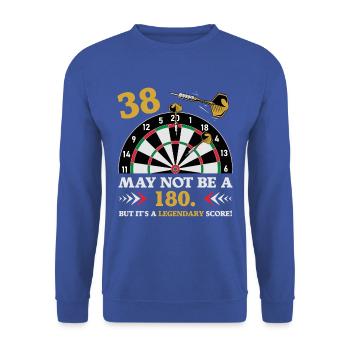 Pas 180 mais un classique 38e anniversaire : fléchettes - Sweat-shirt Unisexe - bleu royal - Devant - Alina (178cm) & Michal (187cm)