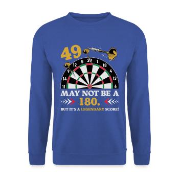 Pas 180 mais un classique 49e anniversaire : fléchettes - Sweat-shirt Unisexe - bleu royal - Devant - Alina (178cm) & Michal (187cm)