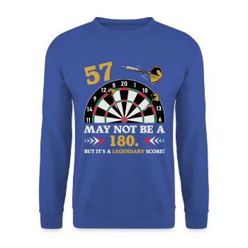 Pas 180 mais un classique 57e anniversaire : fléchettes - Sweat-shirt Unisexe - bleu royal - Devant - Alina (178cm) & Michal (187cm)