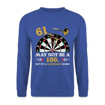 Pas 180 mais un classique : les fléchettes du 61e anniversaire - Sweat-shirt Unisexe - bleu royal - Devant - Alina (178cm) & Michal (187cm)