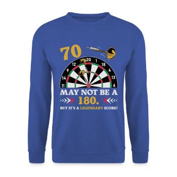 Pas 180 mais un classique : les fléchettes du 70e anniversaire - Sweat-shirt Unisexe - bleu royal - Devant - Alina (178cm) & Michal (187cm)