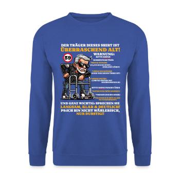 Anniversaire 59 ans Étonnamment vieux hommes - Sweat-shirt Unisexe - bleu royal - Devant - Alina (178cm) & Michal (187cm)