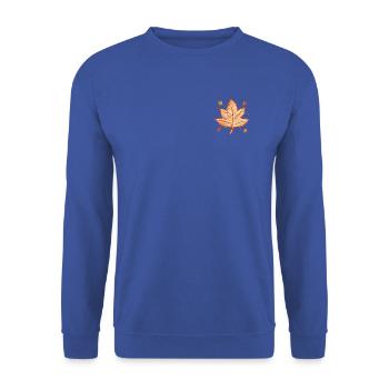 Herbst-Ahornblatt – Warme Herbstfarben - Unisex Pullover - Royalblau - Vorne - Alina (178cm) & Michal (187cm)