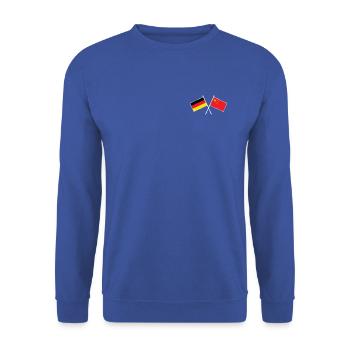 Germany x China Friendship Flags - Unisex Pullover - Royalblau - Vorne - Alina (178cm) & Michal (187cm)