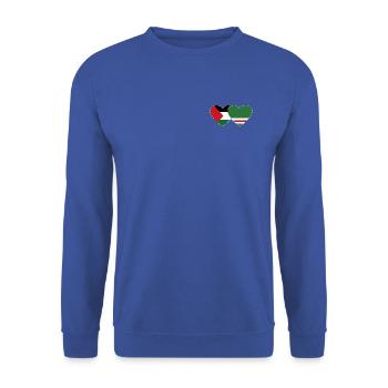Palästina Tschetschenien Flagge Herz - Unisex Pullover - Royalblau - Vorne - Alina (178cm) & Michal (187cm)