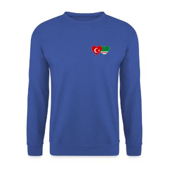 Türkei Tschetschenien Flagge Herz - Unisex Pullover - Royalblau - Vorne - Alina (178cm) & Michal (187cm)