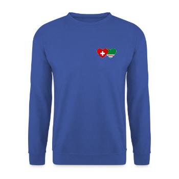 Schweiz Tschetschenien Flagge Herz - Unisex Pullover - Royalblau - Vorne - Alina (178cm) & Michal (187cm)