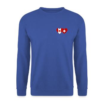Kanada Schweiz Flagge Herz - Unisex Pullover - Royalblau - Vorne - Alina (178cm) & Michal (187cm)
