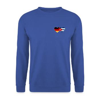 Deutschland Kuba Flagge Herz - Unisex Pullover - Royalblau - Vorne - Alina (178cm) & Michal (187cm)