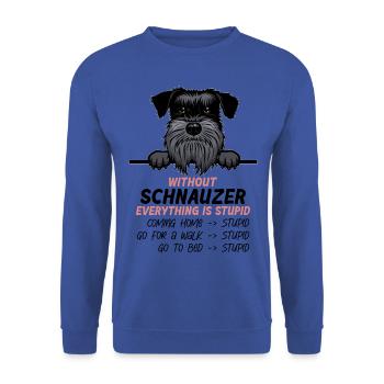 Ohne Schanuzer ist alles doof - Unisex Pullover - Royalblau - Vorne - Alina (178cm) & Michal (187cm)