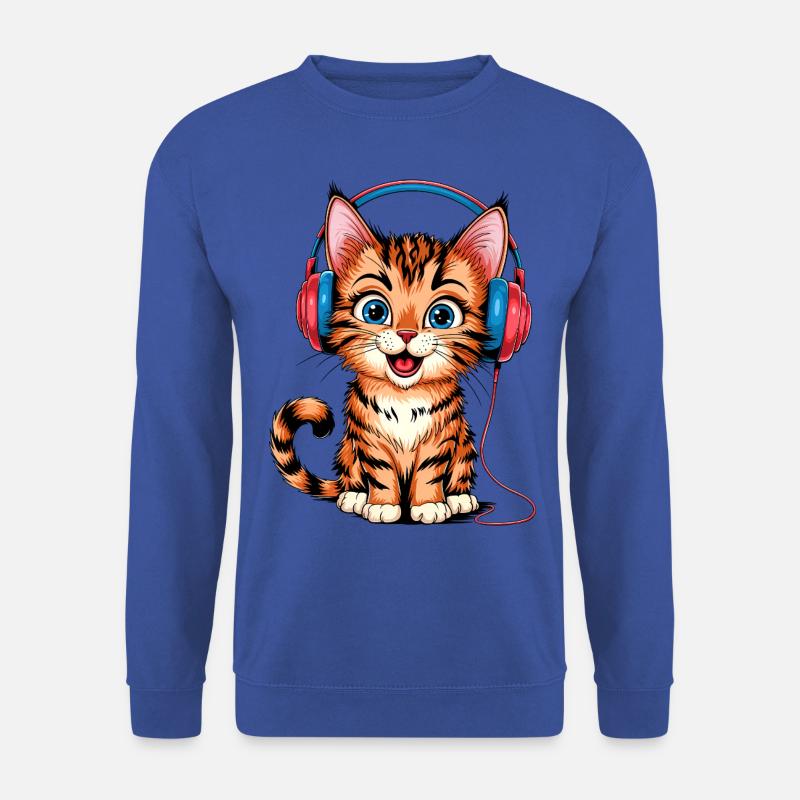 Kopfhörer-Kätzchen - Unisex Pullover - Royalblau