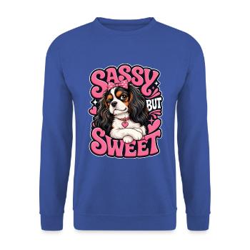 Kavallerier King Charles Spaniel - Unisex Pullover - Royalblau - Vorne - Alina (178cm) & Michal (187cm)