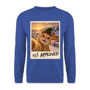 Elf Approved Rote Katze Selfie Weihnachten - Unisex Pullover - Royalblau - Vorne - Alina (178cm) & Michal (187cm)