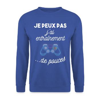 jeux videos - Sweat-shirt Unisexe - bleu royal - Devant - Alina (178cm) & Michal (187cm)