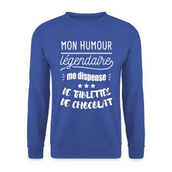 pas besoin d abdos avec un humour pareil - Sweat-shirt Unisexe - bleu royal - Devant - Alina (178cm) & Michal (187cm)