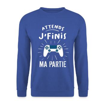 Attends je finis ma partie - Sweat-shirt Unisexe - bleu royal - Devant - Alina (178cm) & Michal (187cm)