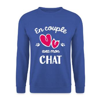 t shirt chat femme - Sweat-shirt Unisexe - bleu royal - Devant - Alina (178cm) & Michal (187cm)