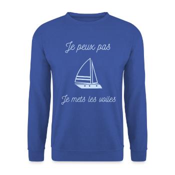 tee shirt bateau voilier - Sweat-shirt Unisexe - bleu royal - Devant - Alina (178cm) & Michal (187cm)