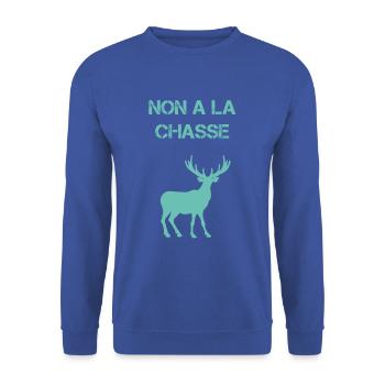 Non à la chasse oui à la nature - Sweat-shirt Unisexe - bleu royal - Devant - Alina (178cm) & Michal (187cm)