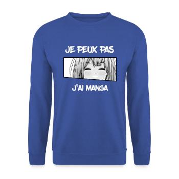 Je peux pas j'ai manga - Sweat-shirt Unisexe - bleu royal - Devant - Alina (178cm) & Michal (187cm)