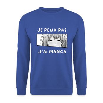 Je peux pas, j'ai Manga - Sweat-shirt Unisexe - bleu royal - Devant - Alina (178cm) & Michal (187cm)