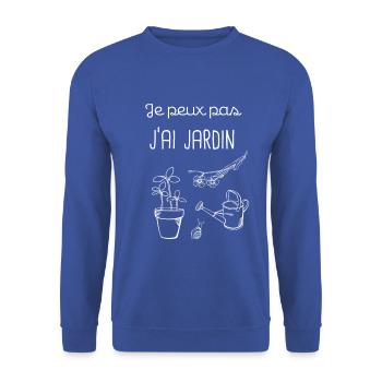 Je peux pas j'ai jardinage - Sweat-shirt Unisexe - bleu royal - Devant - Alina (178cm) & Michal (187cm)