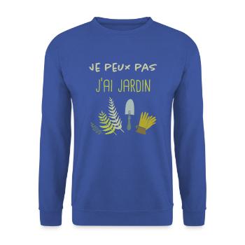 Je peux pas, j'ai jardin - Sweat-shirt Unisexe - bleu royal - Devant - Alina (178cm) & Michal (187cm)